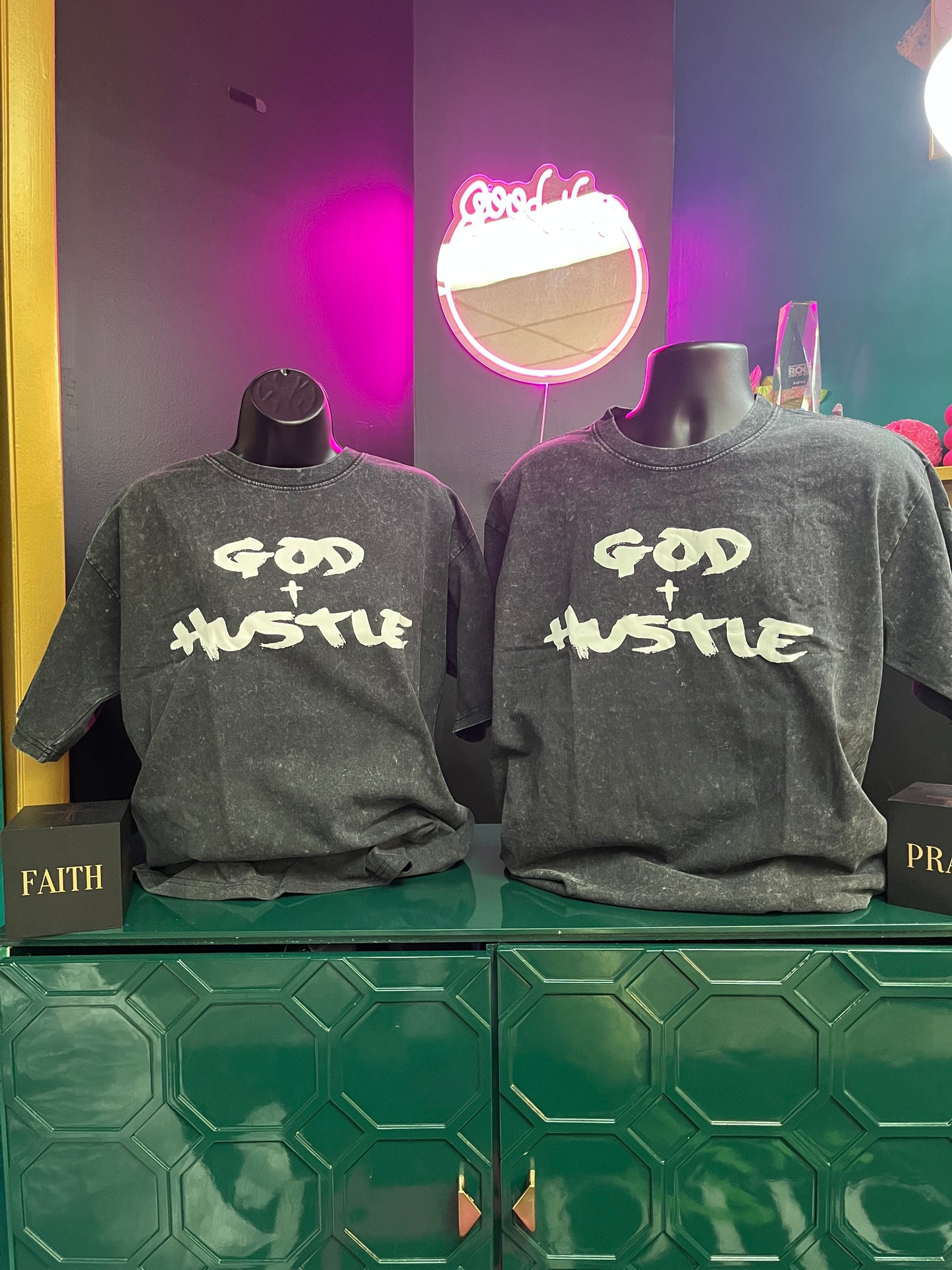 Black Vintage Acid Wash Over Sized Tee