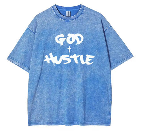Blue Vintage Acid Wash Oversized Tee